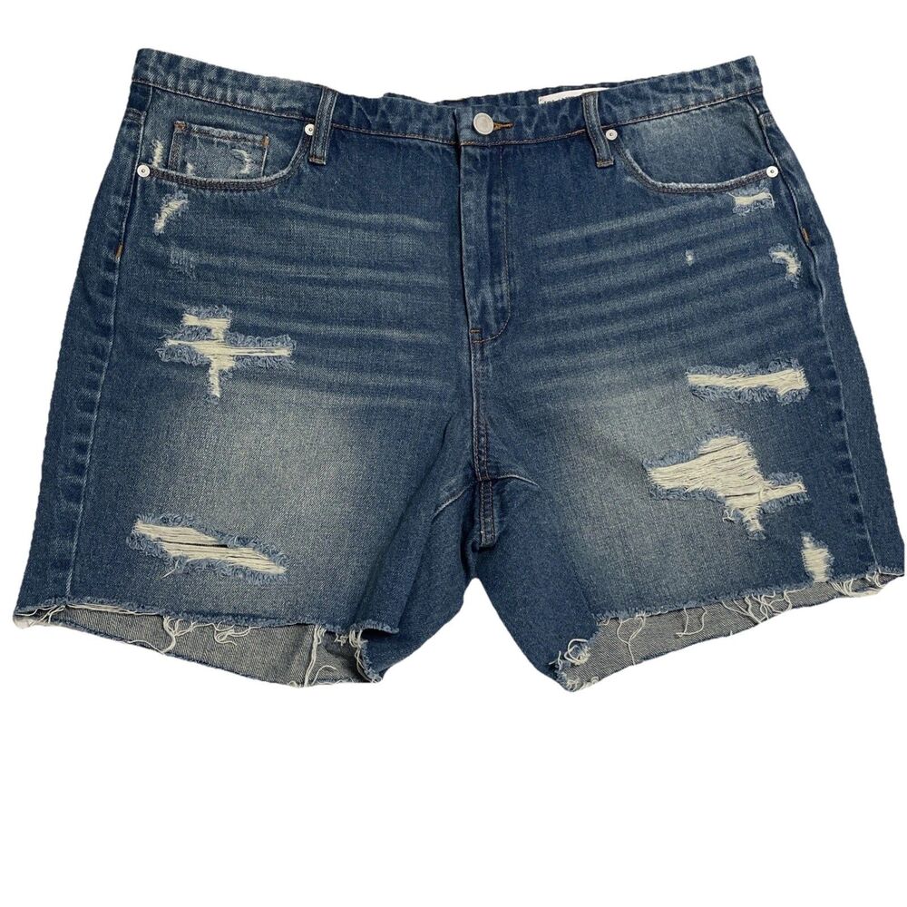 Blank NYC 18W Shorts Denim High Rise Womens Cutoffs Distressed Sustainable NWT